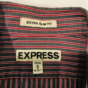 Men’s dress shirt steel grey with red stripes.